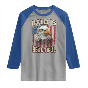 American Flag Bald Eagle Raglan Shirt Bald Is Beautiful Retro 4th of July Independence Day TS10 Sport Gray Royal Print Your Wear