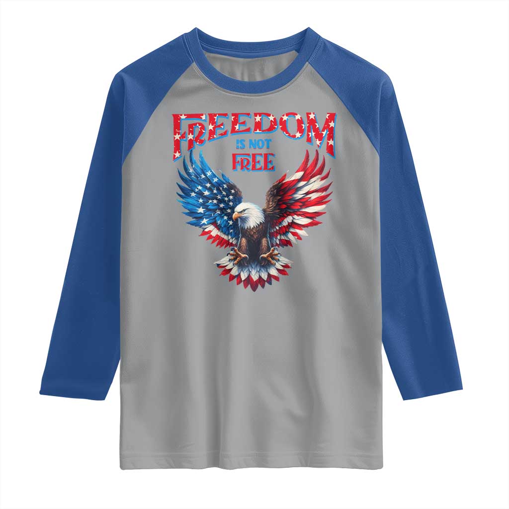 American Flag Bald Eagle Raglan Shirt Patriotic Eagle 4th of July Freedom Is Not Free TS10 Sport Gray Royal Print Your Wear