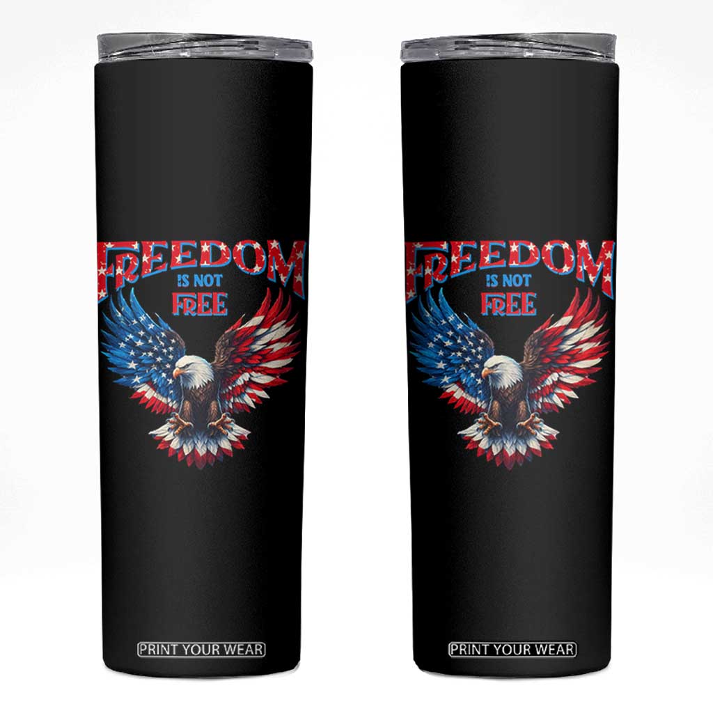 American Flag Bald Eagle Skinny Tumbler Patriotic Eagle 4th of July Freedom Is Not Free TS10 Black Print Your Wear