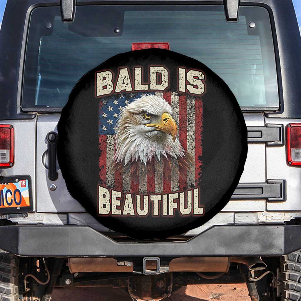 American Flag Bald Eagle Spare Tire Cover Bald Is Beautiful Retro 4th of July Independence Day TS10 No hole Black Print Your Wear