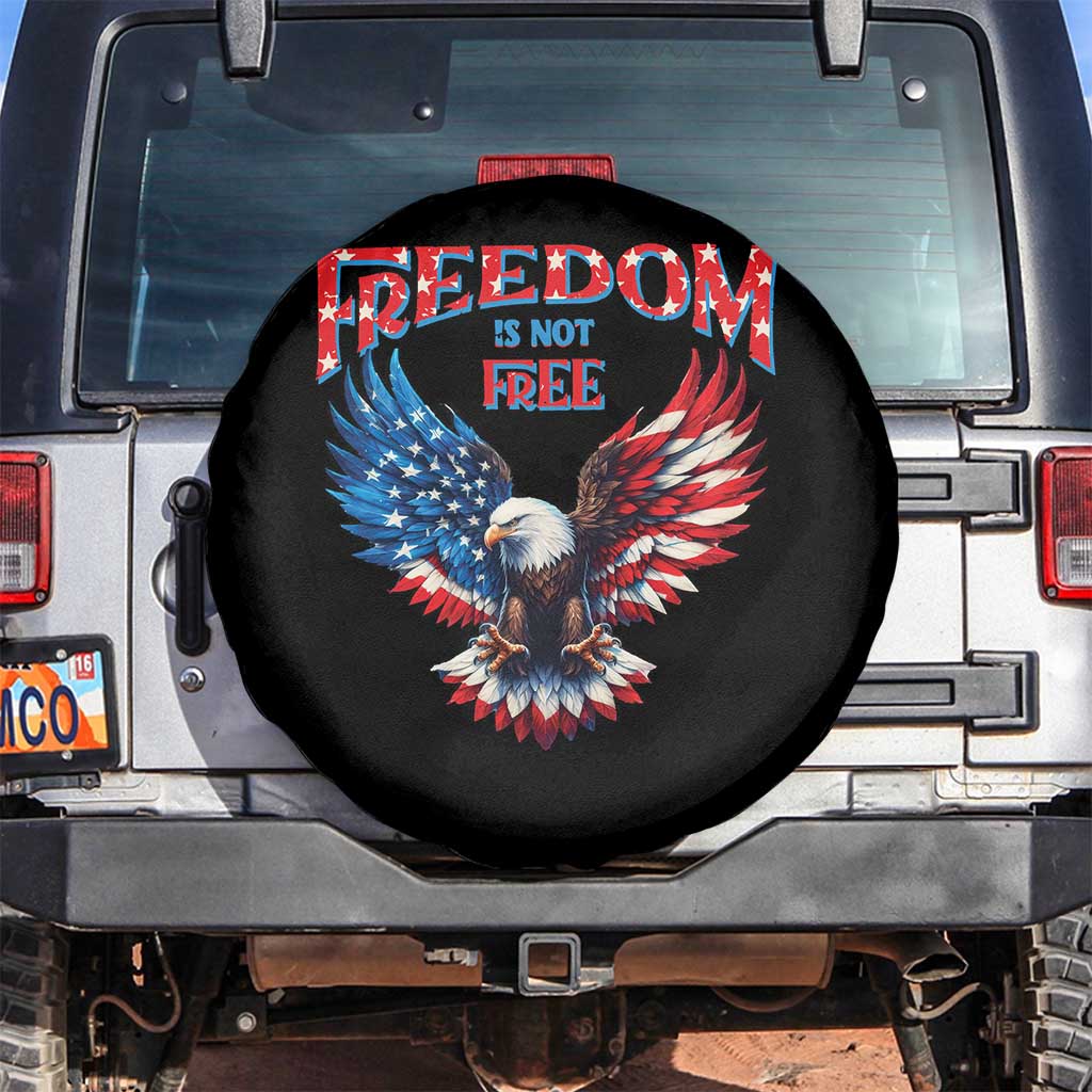 American Flag Bald Eagle Spare Tire Cover Patriotic Eagle 4th of July Freedom Is Not Free TS10 No hole Black Print Your Wear