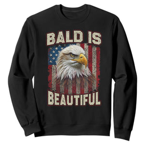 American Flag Bald Eagle Sweatshirt Bald Is Beautiful Retro 4th of July Independence Day TS10 Black Print Your Wear