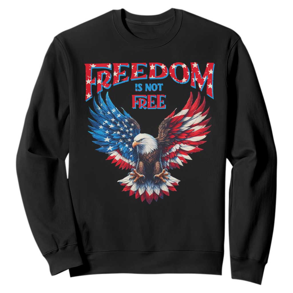American Flag Bald Eagle Sweatshirt Patriotic Eagle 4th of July Freedom Is Not Free TS10 Black Print Your Wear