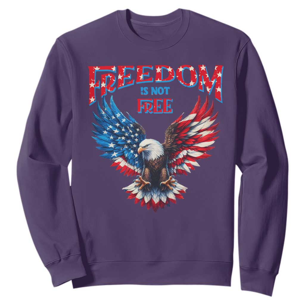 American Flag Bald Eagle Sweatshirt Patriotic Eagle 4th of July Freedom Is Not Free TS10 Purple Print Your Wear