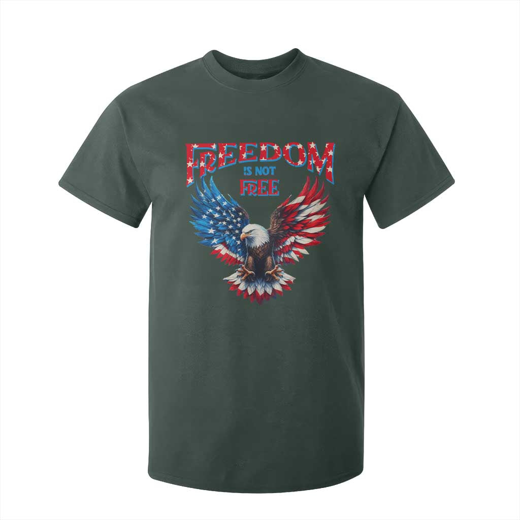 American Flag Bald Eagle T Shirt For Kid Patriotic Eagle 4th of July Freedom Is Not Free TS10 Dark Forest Green Print Your Wear