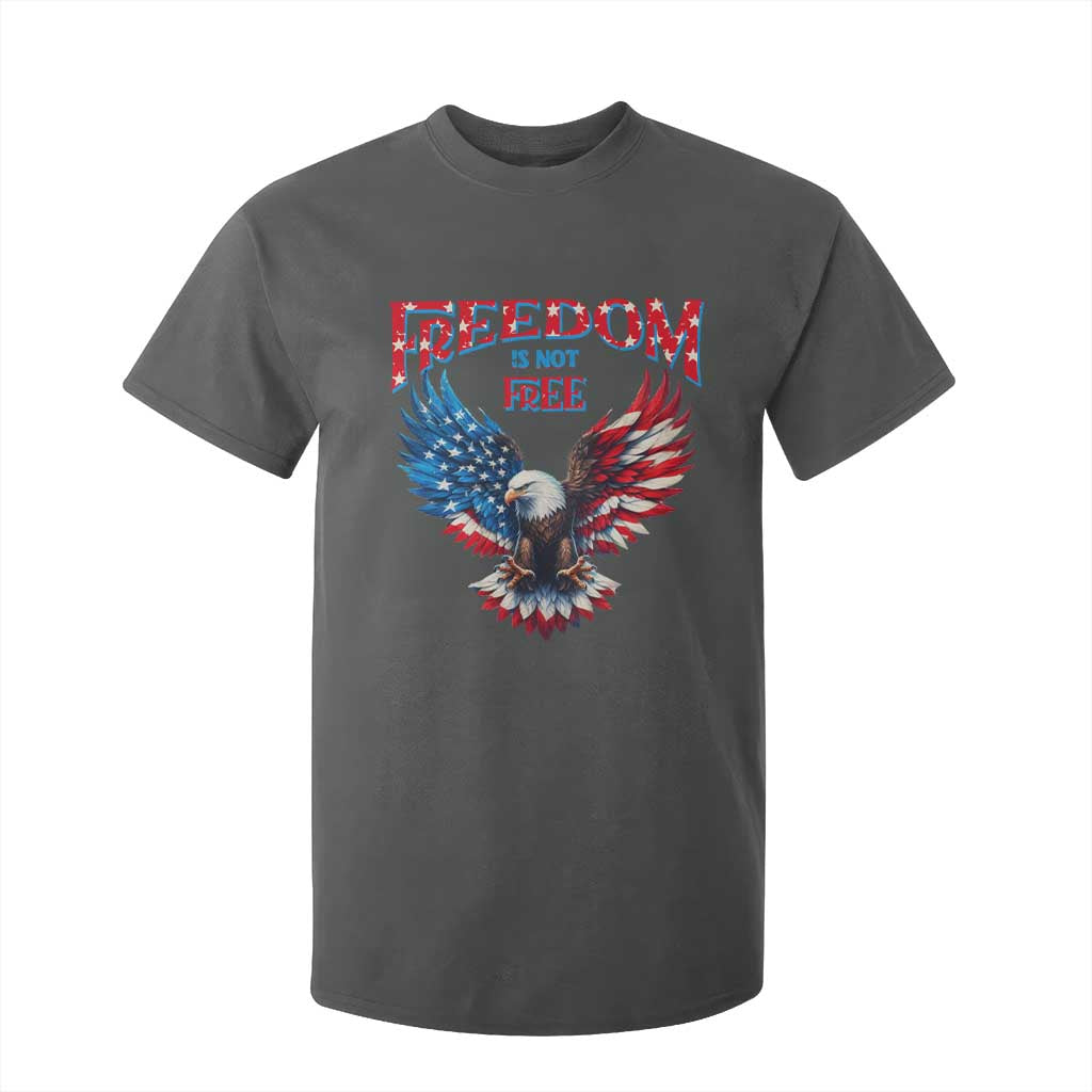 American Flag Bald Eagle T Shirt For Kid Patriotic Eagle 4th of July Freedom Is Not Free TS10 Dark Heather Print Your Wear