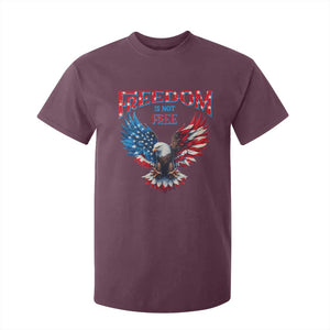 American Flag Bald Eagle T Shirt For Kid Patriotic Eagle 4th of July Freedom Is Not Free TS10 Maroon Print Your Wear