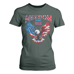 American Flag Bald Eagle T Shirt For Women Patriotic Eagle 4th of July Freedom Is Not Free TS10 Dark Forest Green Print Your Wear