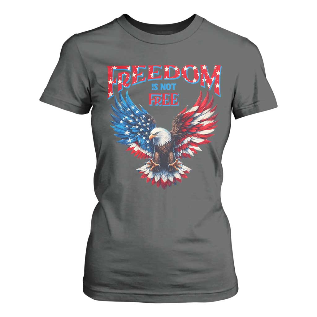 American Flag Bald Eagle T Shirt For Women Patriotic Eagle 4th of July Freedom Is Not Free TS10 Dark Heather Print Your Wear