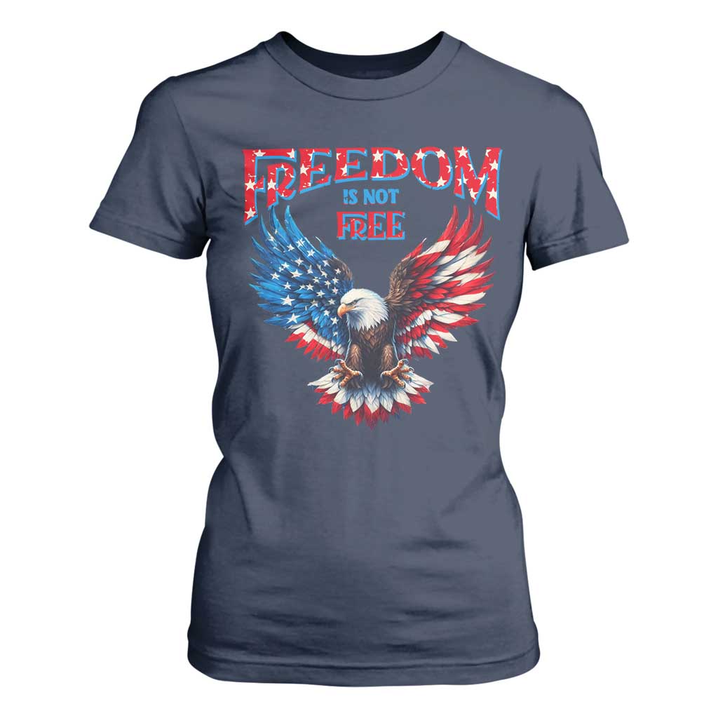 American Flag Bald Eagle T Shirt For Women Patriotic Eagle 4th of July Freedom Is Not Free TS10 Navy Print Your Wear