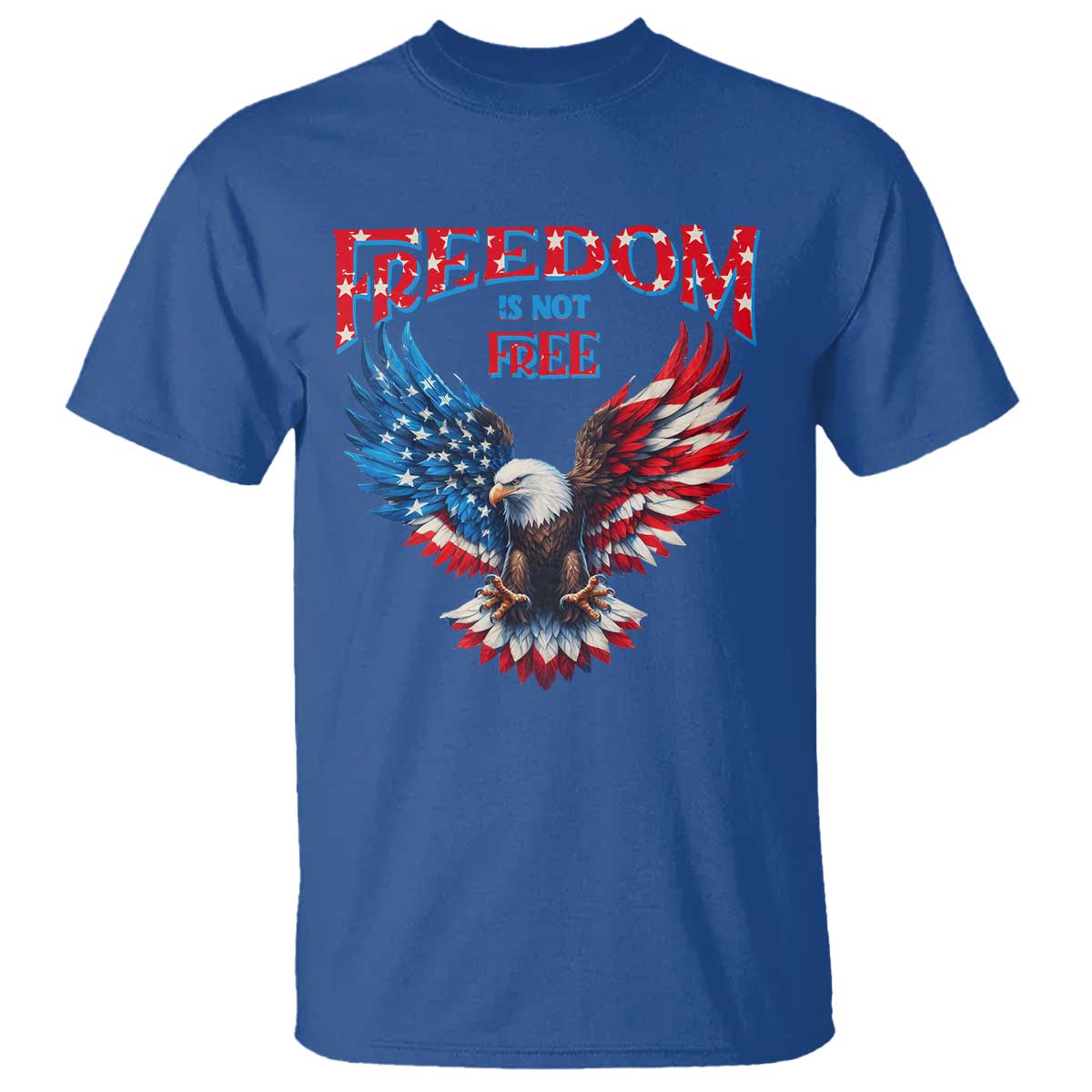 American Flag Bald Eagle T Shirt Patriotic Eagle 4th of July Freedom Is Not Free TS10 Royal Blue Print Your Wear