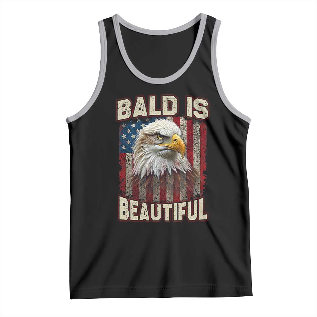 American Flag Bald Eagle Tank Top Bald Is Beautiful Retro 4th of July Independence Day TS10 Black Athletic Heather Print Your Wear