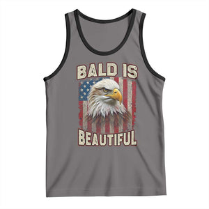 American Flag Bald Eagle Tank Top Bald Is Beautiful Retro 4th of July Independence Day TS10 Deep Heather Black Print Your Wear