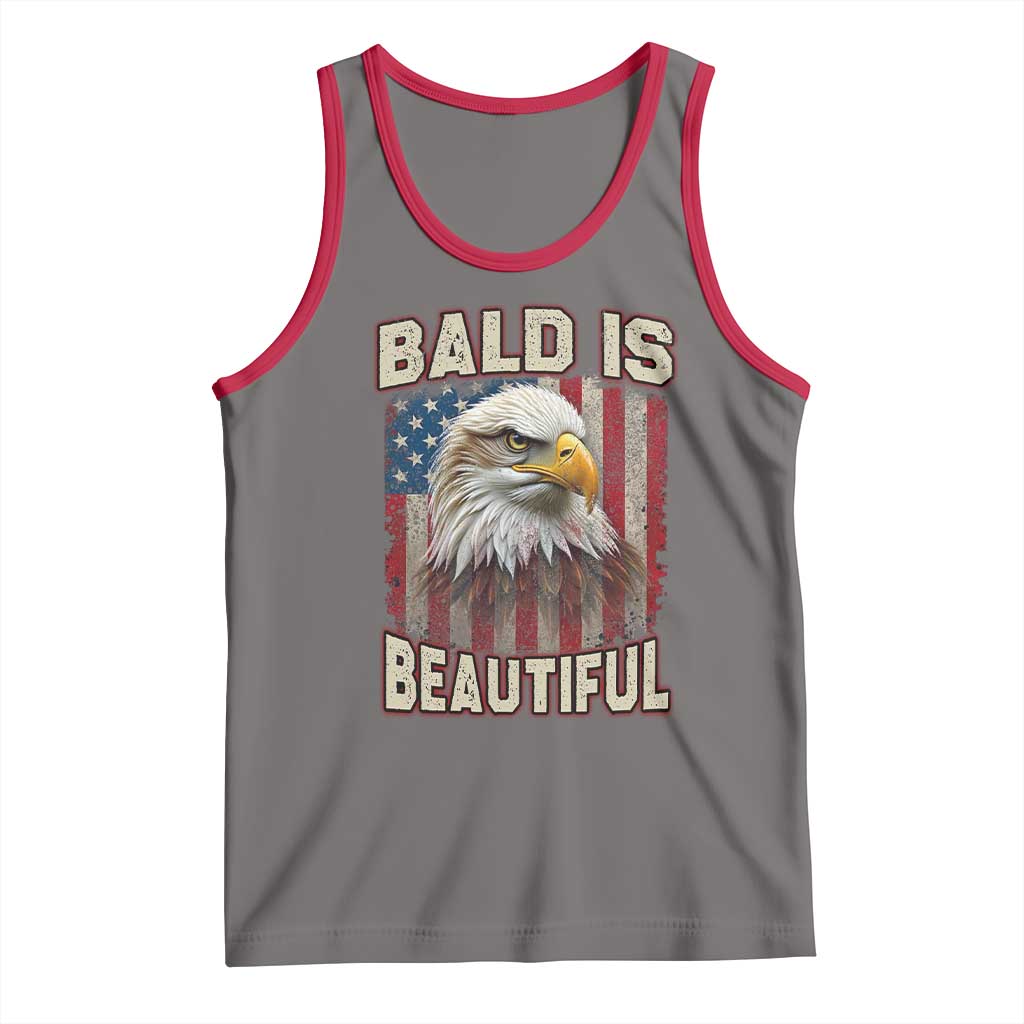 American Flag Bald Eagle Tank Top Bald Is Beautiful Retro 4th of July Independence Day TS10 Deep Heather Red Print Your Wear