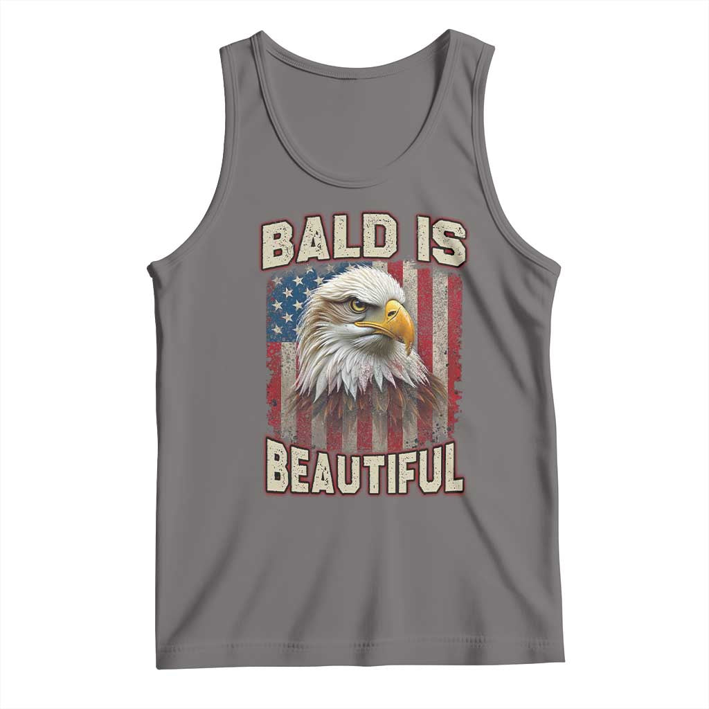 American Flag Bald Eagle Tank Top Bald Is Beautiful Retro 4th of July Independence Day TS10 Deep Heather Print Your Wear