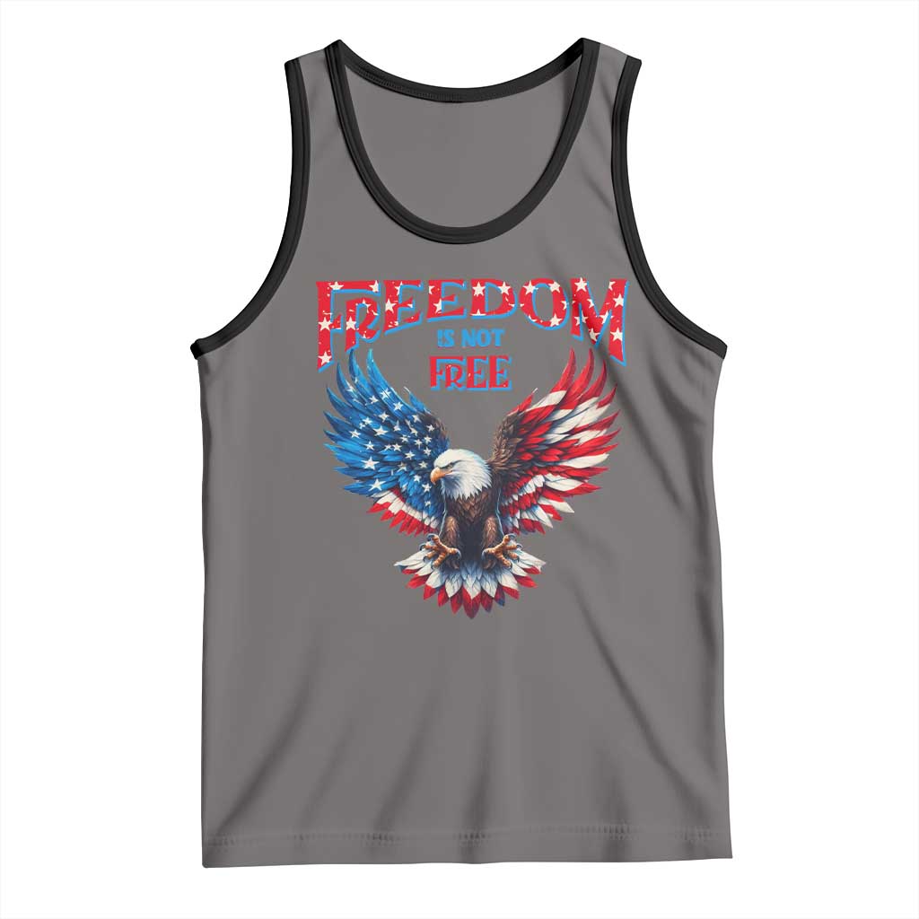 American Flag Bald Eagle Tank Top Patriotic Eagle 4th of July Freedom Is Not Free TS10 Deep Heather Black Print Your Wear