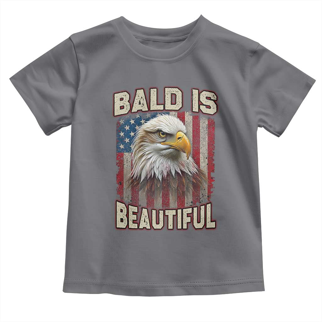 American Flag Bald Eagle Toddler T Shirt Bald Is Beautiful Retro 4th of July Independence Day TS10 Charcoal Print Your Wear