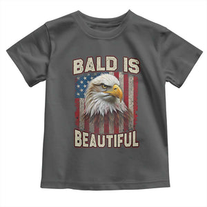 American Flag Bald Eagle Toddler T Shirt Bald Is Beautiful Retro 4th of July Independence Day TS10 Dark Heather Print Your Wear