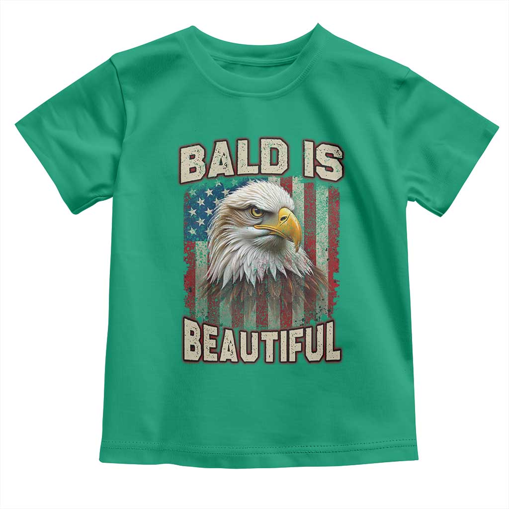 American Flag Bald Eagle Toddler T Shirt Bald Is Beautiful Retro 4th of July Independence Day TS10 Irish Green Print Your Wear
