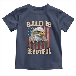 American Flag Bald Eagle Toddler T Shirt Bald Is Beautiful Retro 4th of July Independence Day TS10 Navy Print Your Wear