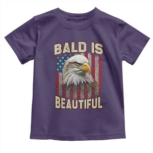 American Flag Bald Eagle Toddler T Shirt Bald Is Beautiful Retro 4th of July Independence Day TS10 Purple Print Your Wear
