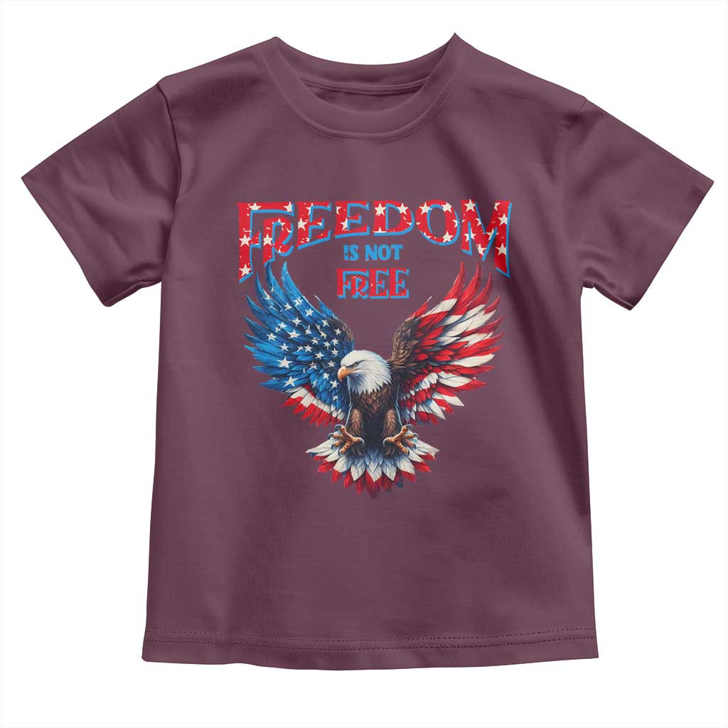 American Flag Bald Eagle Toddler T Shirt Patriotic Eagle 4th of July Freedom Is Not Free TS10 Maroon Print Your Wear