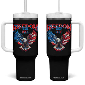 American Flag Bald Eagle Tumbler With Handle Patriotic Eagle 4th of July Freedom Is Not Free TS10 One Size: 40 oz Black Print Your Wear