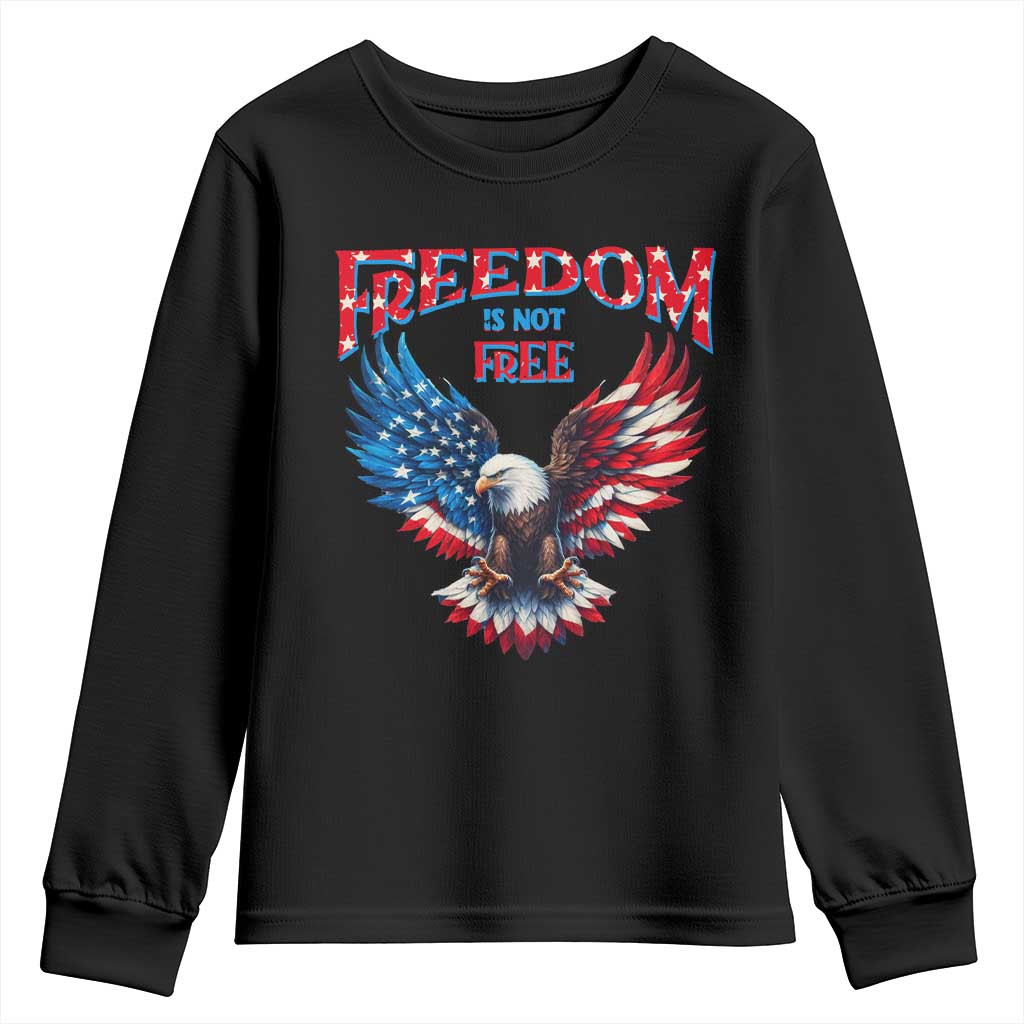 American Flag Bald Eagle Youth Sweatshirt Patriotic Eagle 4th of July Freedom Is Not Free TS10 Black Print Your Wear