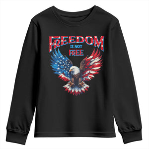 American Flag Bald Eagle Youth Sweatshirt Patriotic Eagle 4th of July Freedom Is Not Free TS10 Black Print Your Wear