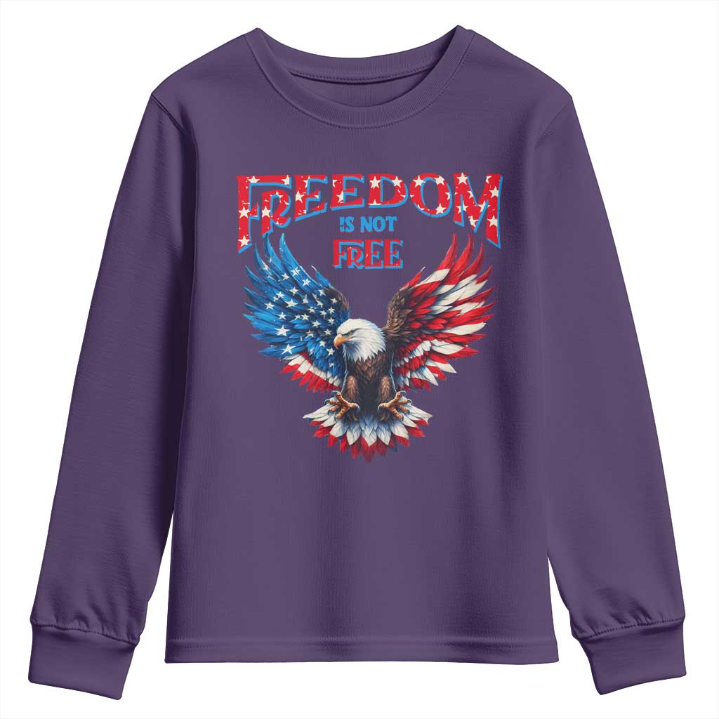 American Flag Bald Eagle Youth Sweatshirt Patriotic Eagle 4th of July Freedom Is Not Free TS10 Purple Print Your Wear