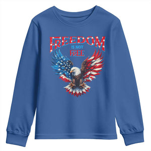 American Flag Bald Eagle Youth Sweatshirt Patriotic Eagle 4th of July Freedom Is Not Free TS10 Royal Blue Print Your Wear