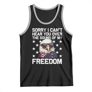 American Flag Eagle Tank Top Sorry I Cant Hear You Over The Sound Of My Freedom TS10 Black Athletic Heather Print Your Wear