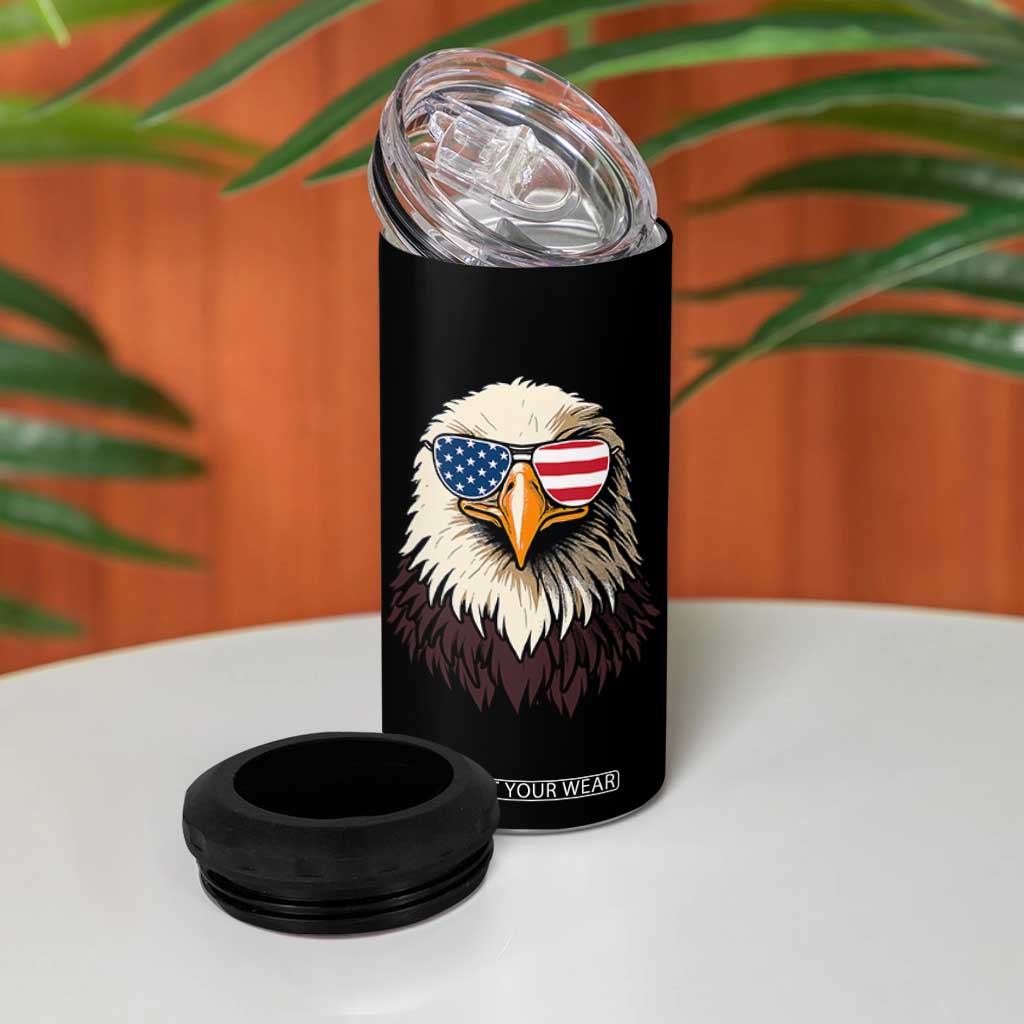 American Flag Patriotic Eagle 4 in 1 Can Cooler Tumbler 4th of July TS10 Print Your Wear