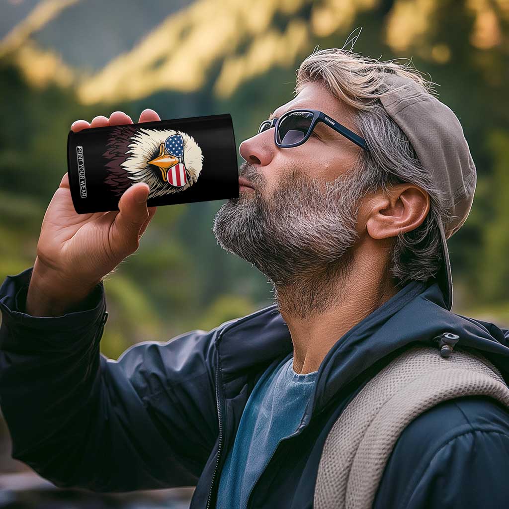 American Flag Patriotic Eagle 4 in 1 Can Cooler Tumbler 4th of July TS10 Print Your Wear
