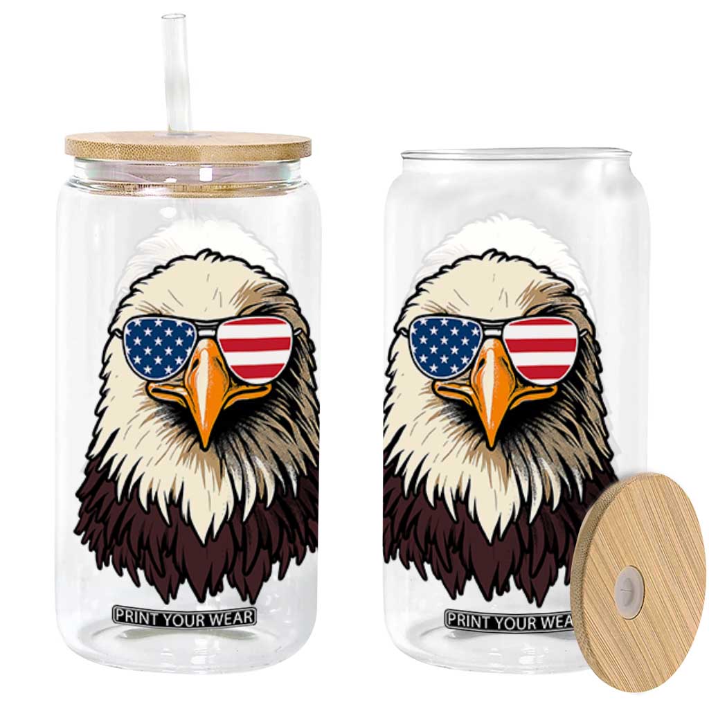 American Flag Patriotic Eagle Glass Can 4th of July TS10 Black Print Your Wear