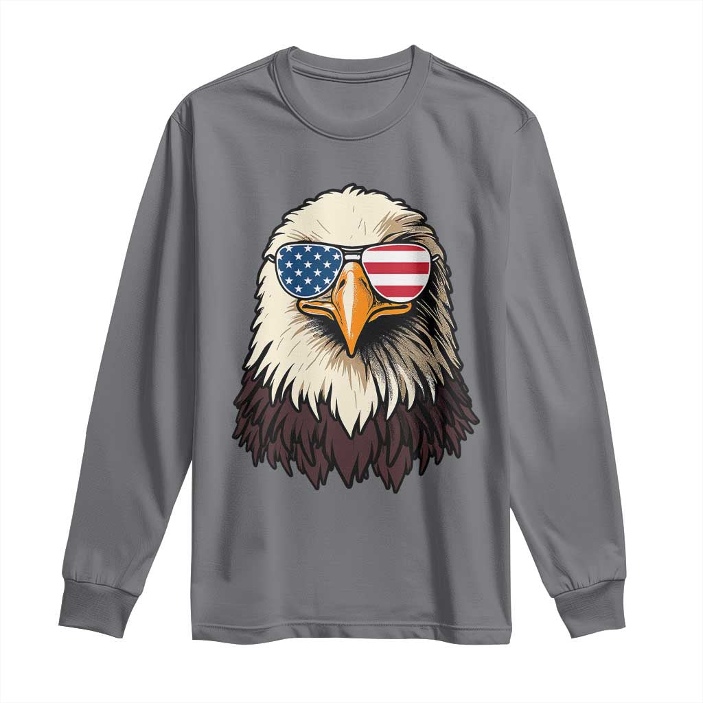 American Flag Patriotic Eagle Long Sleeve Shirt 4th of July TS10 Charcoal Print Your Wear