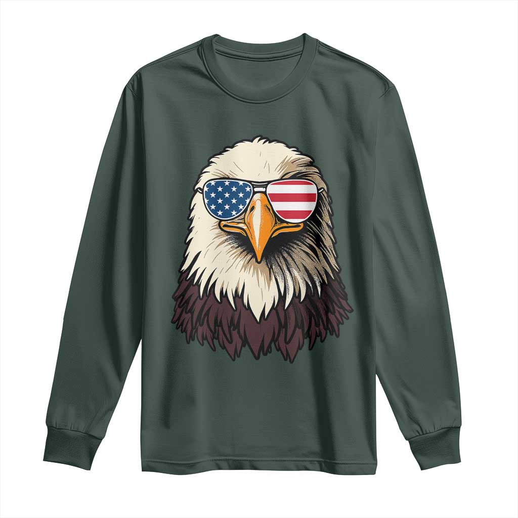 American Flag Patriotic Eagle Long Sleeve Shirt 4th of July TS10 Dark Forest Green Print Your Wear