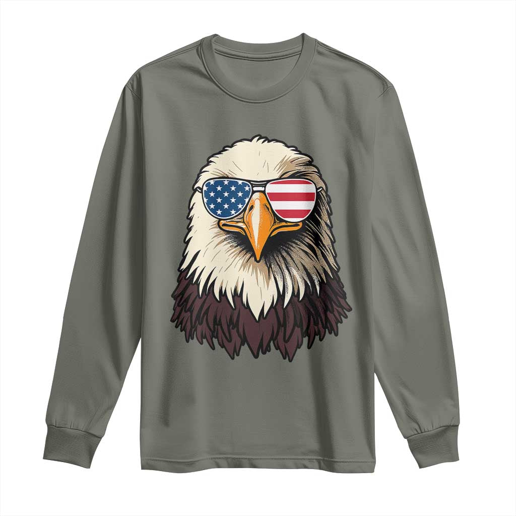 American Flag Patriotic Eagle Long Sleeve Shirt 4th of July TS10 Military Green Print Your Wear