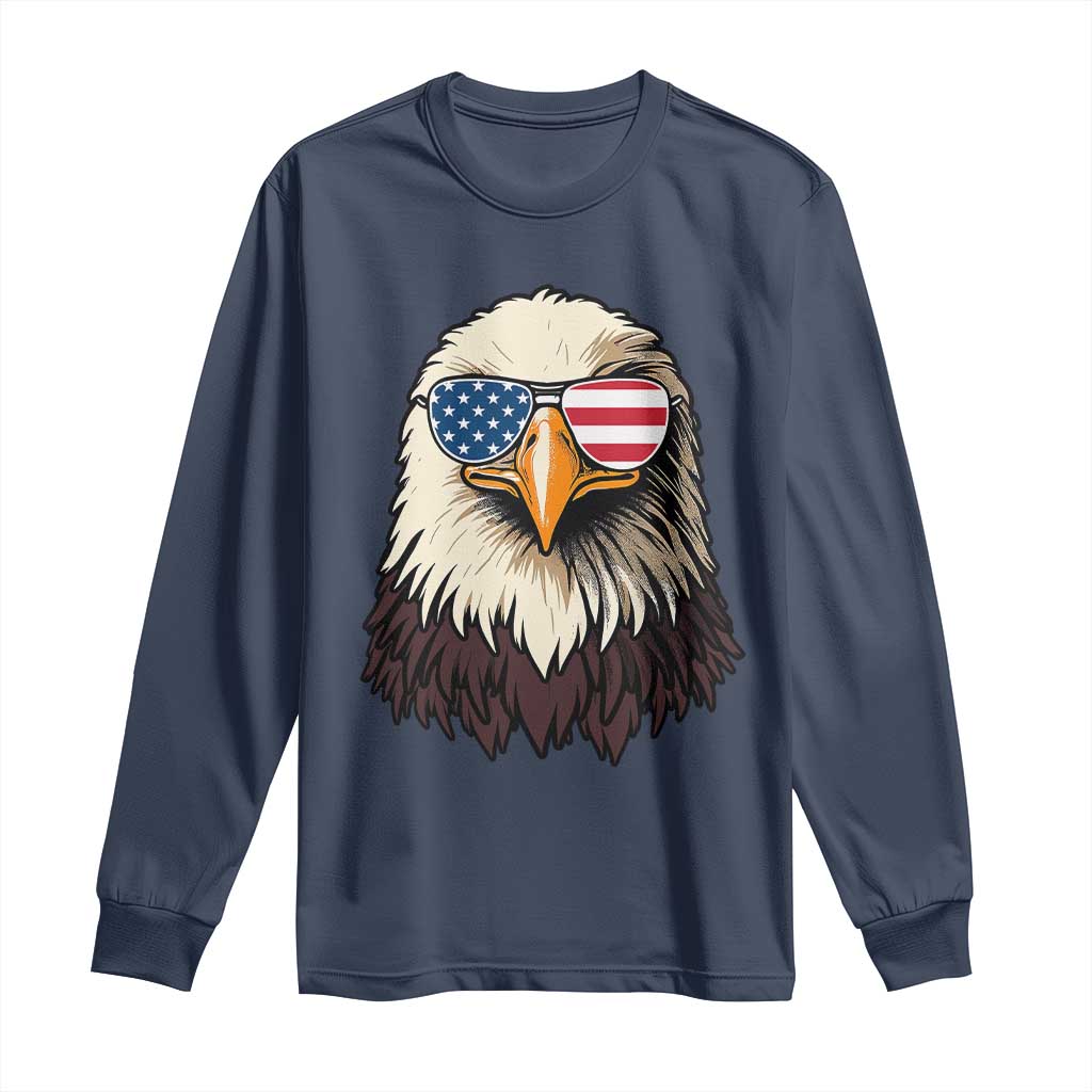 American Flag Patriotic Eagle Long Sleeve Shirt 4th of July TS10 Navy Print Your Wear