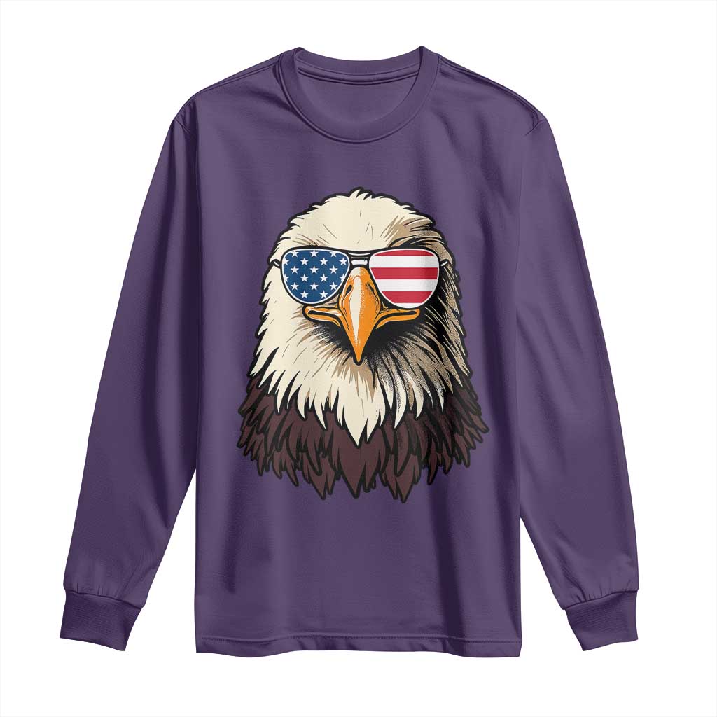 American Flag Patriotic Eagle Long Sleeve Shirt 4th of July TS10 Purple Print Your Wear