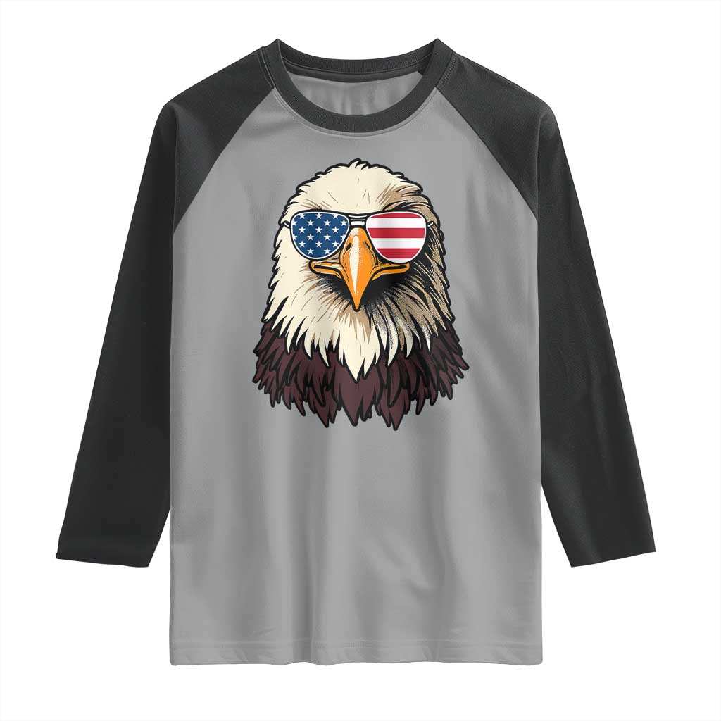 American Flag Patriotic Eagle Raglan Shirt 4th of July TS10 Sport Gray Black Print Your Wear