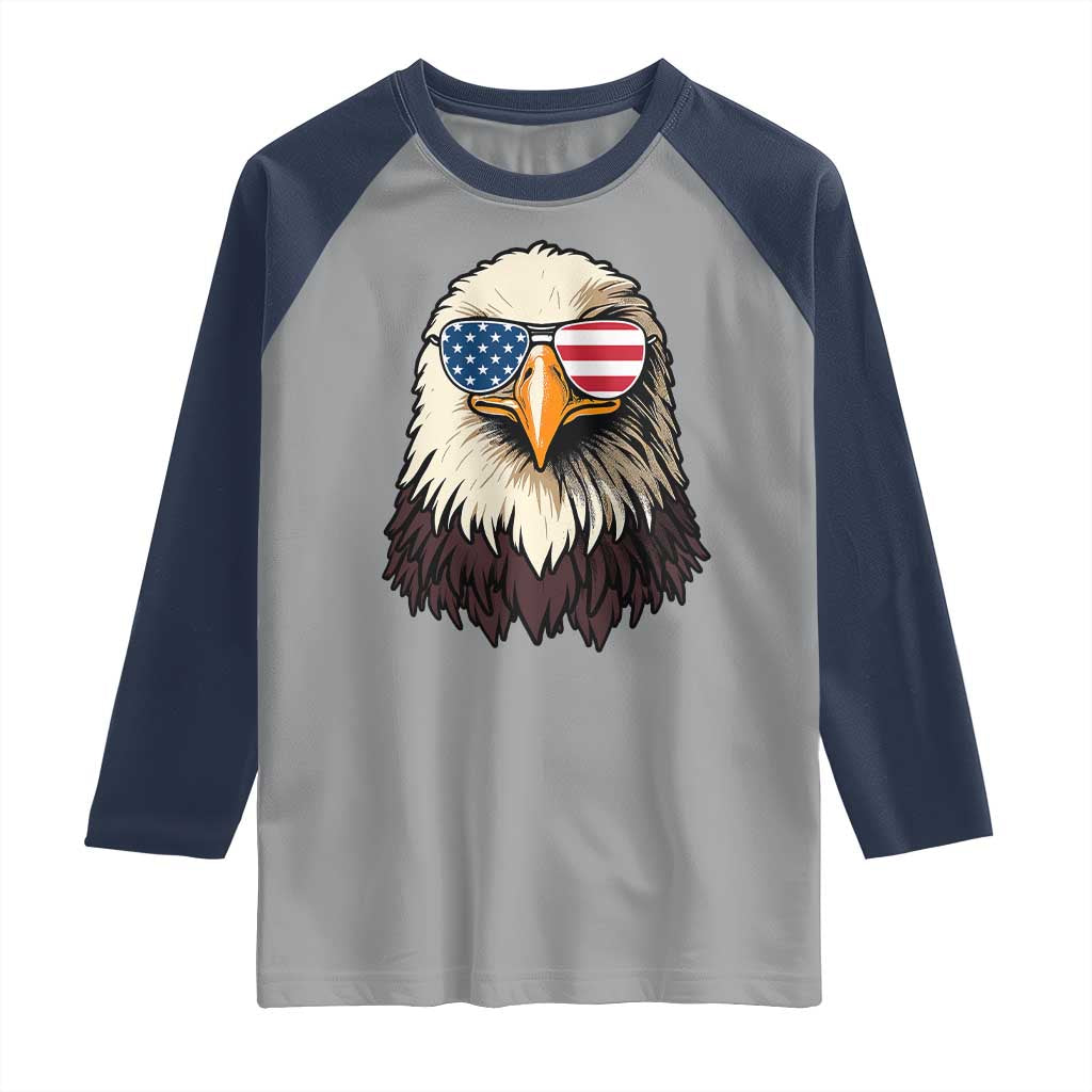 American Flag Patriotic Eagle Raglan Shirt 4th of July TS10 Sport Gray Navy Print Your Wear