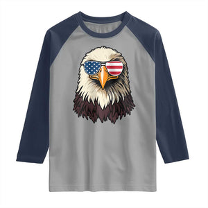 American Flag Patriotic Eagle Raglan Shirt 4th of July TS10 Sport Gray Navy Print Your Wear