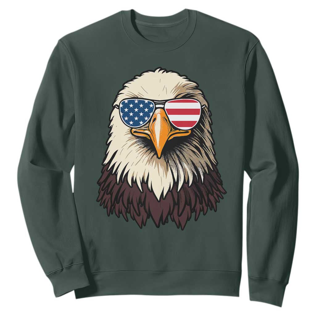 American Flag Patriotic Eagle Sweatshirt 4th of July TS10 Dark Forest Green Print Your Wear