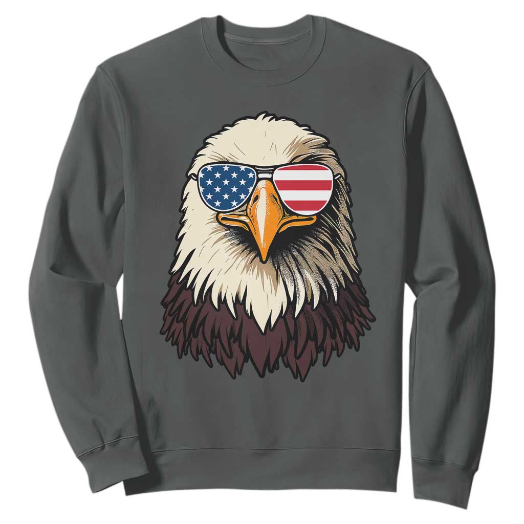 American Flag Patriotic Eagle Sweatshirt 4th of July TS10 Dark Heather Print Your Wear