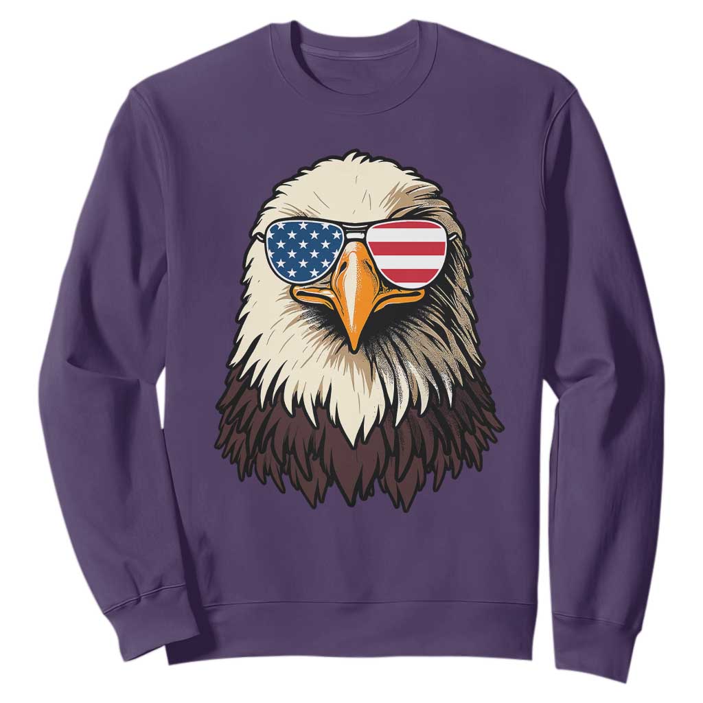 American Flag Patriotic Eagle Sweatshirt 4th of July TS10 Purple Print Your Wear