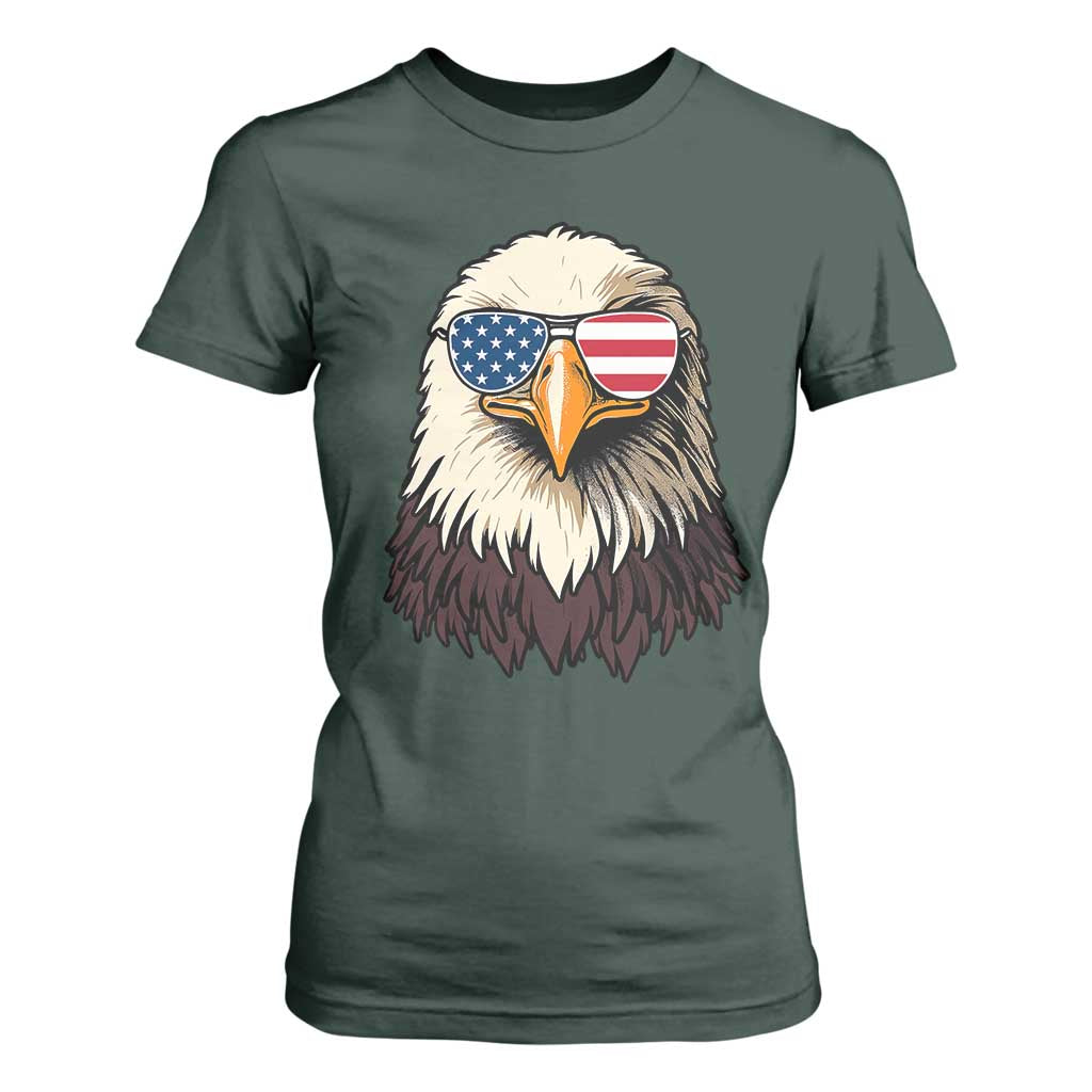 American Flag Patriotic Eagle T Shirt For Women 4th of July TS10 Dark Forest Green Print Your Wear