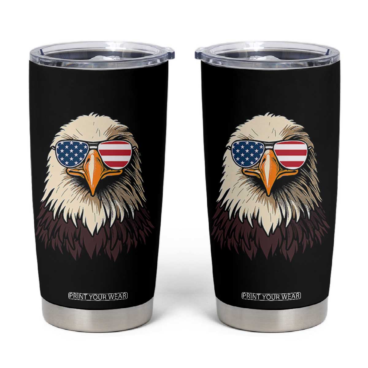 American Flag Patriotic Eagle Tumbler Cup 4th of July TS10 Black Print Your Wear