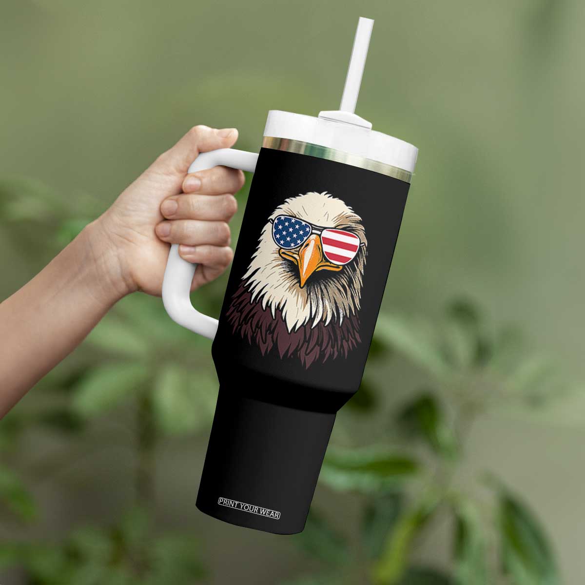 American Flag Patriotic Eagle Tumbler With Handle 4th of July TS10 Print Your Wear
