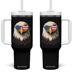American Flag Patriotic Eagle Tumbler With Handle 4th of July TS10 One Size: 40 oz Black Print Your Wear